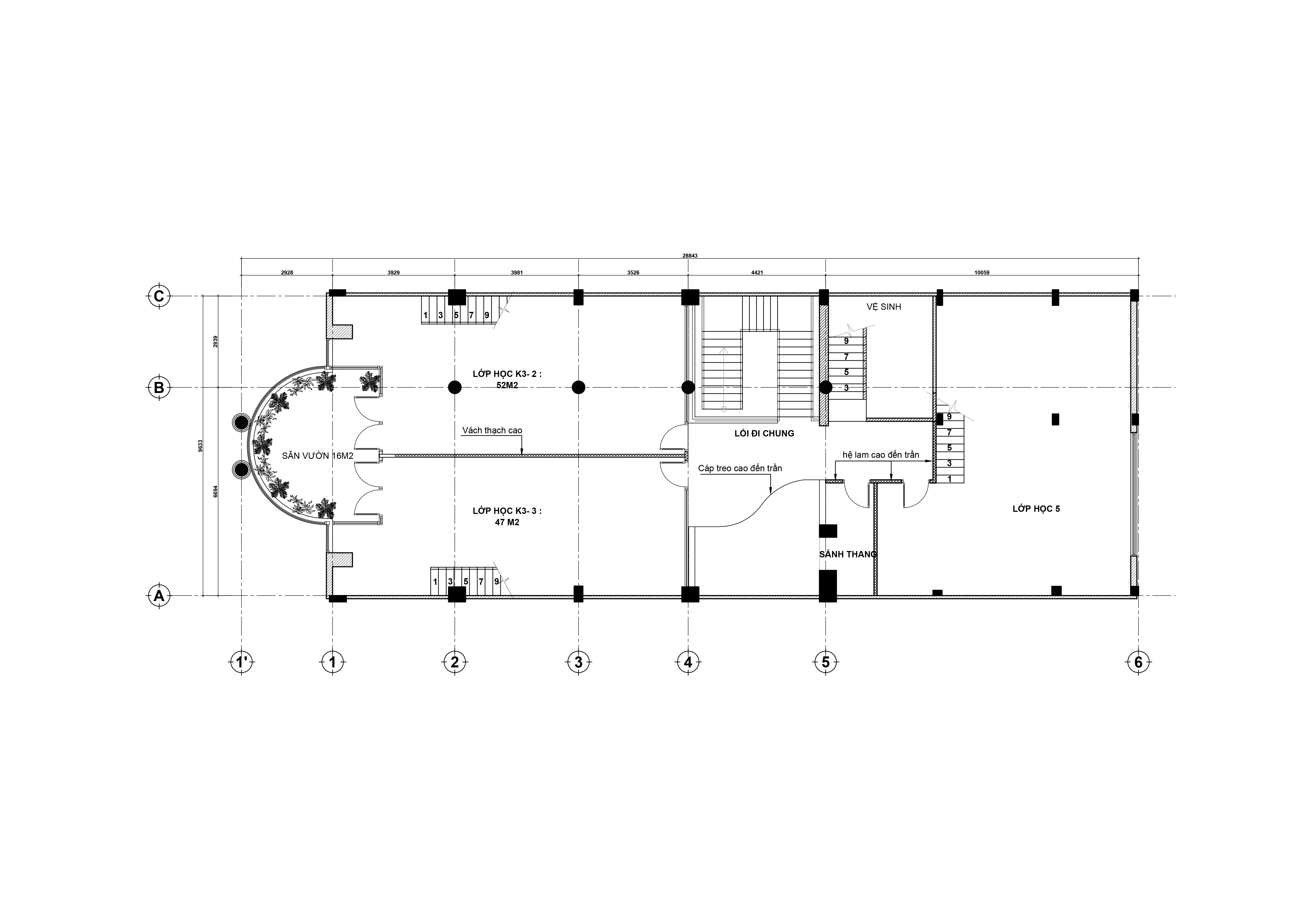 Bản vẽ mặt bằng lầu 2 khu 3 